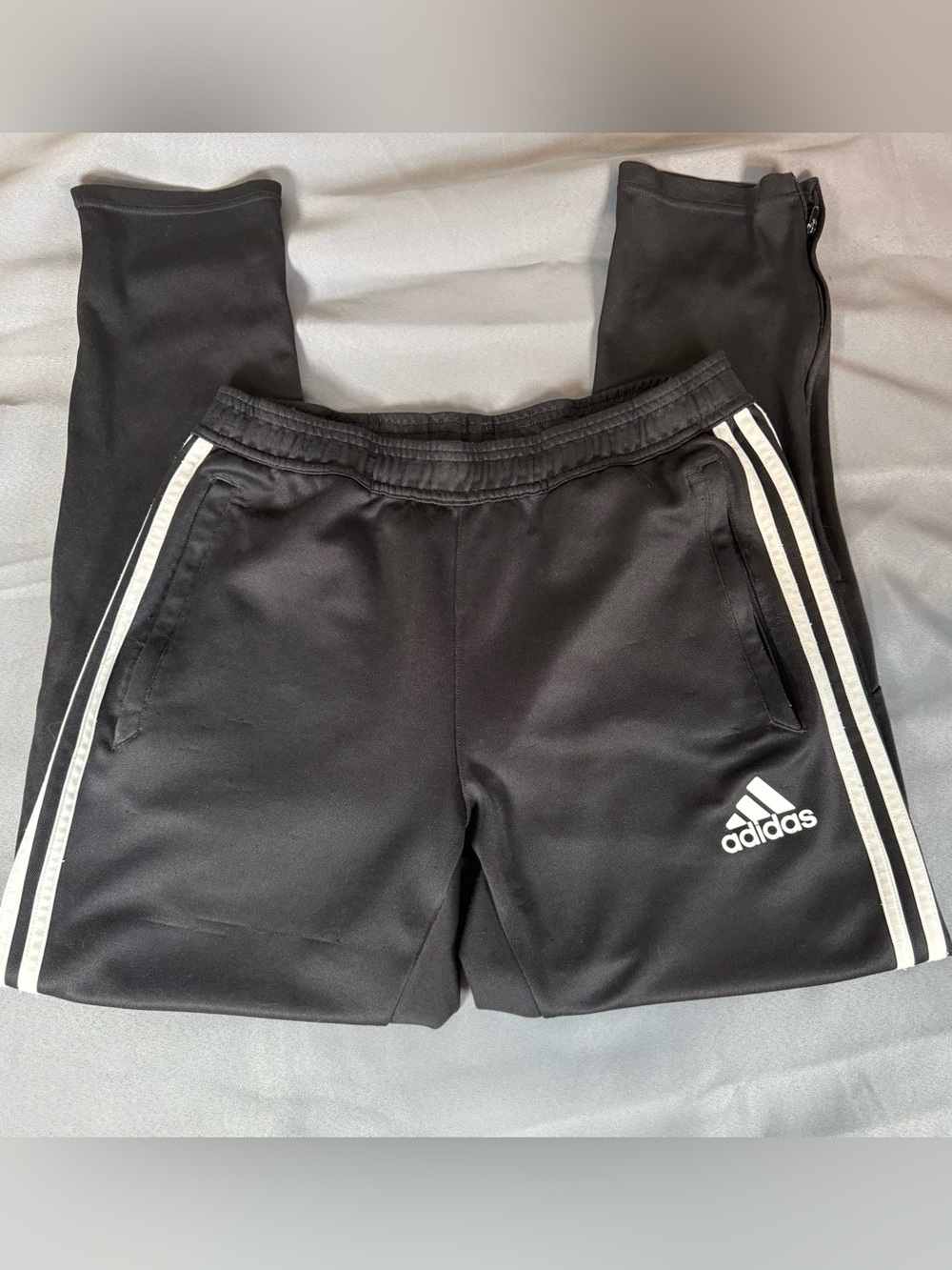 adidas Black Jogger Pants with Zippered Pockets and Leg